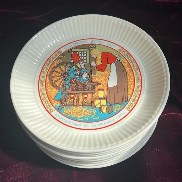 9 Vintage Porcelain Brothers Grimm Fairytails Plates